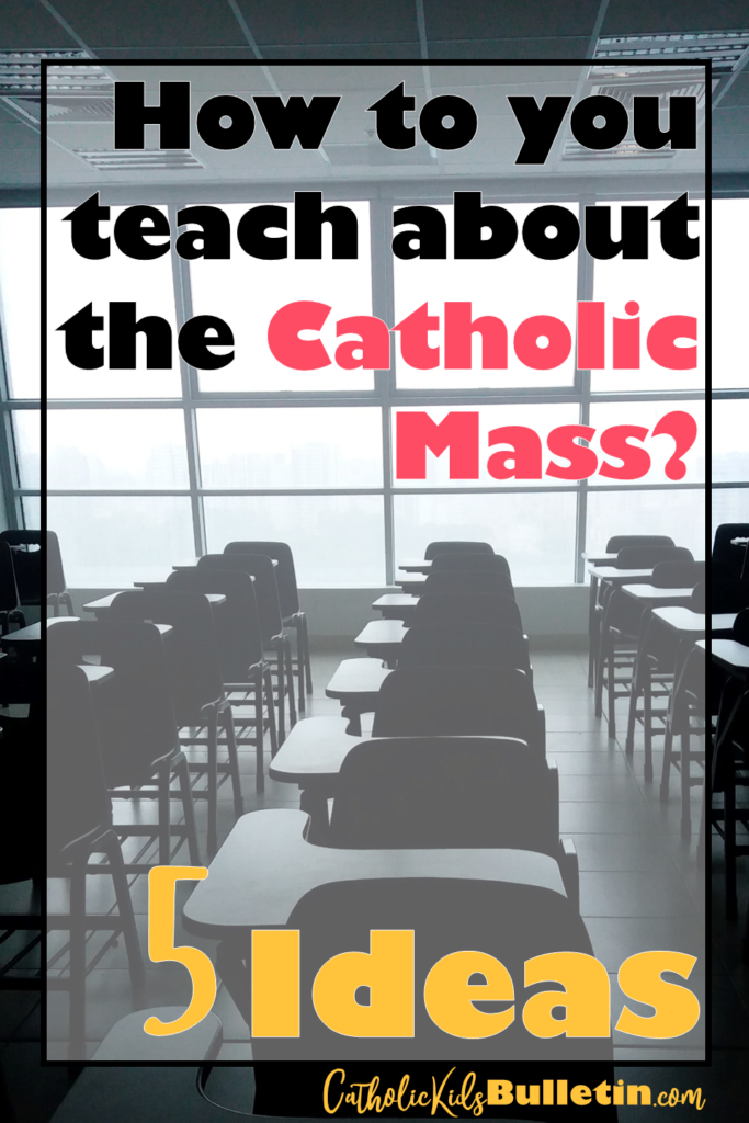 Teaching about the Catholic Mass: Five ideas about lessons, games, and activities that can be used to teach students and kids about the Catholic Mass. Students can learn the Order of the Mass and the meaning of the Part of the Mass such as the Introductory Rite, Liturgy of the Word, and Liturgy of the Eucharist. Ideas include playing bingo or spoons, using task cards, and taking notes about the Catholic Mass Liturgy