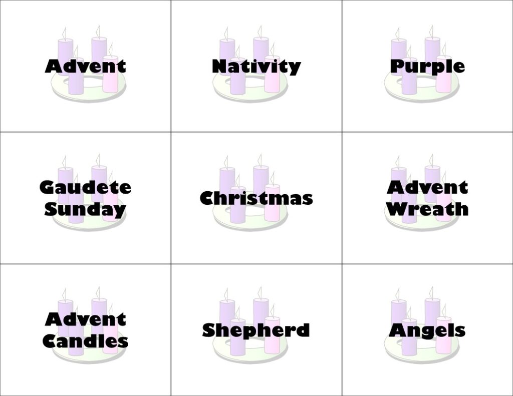Advent Vocabulary Cards for Games and Activities