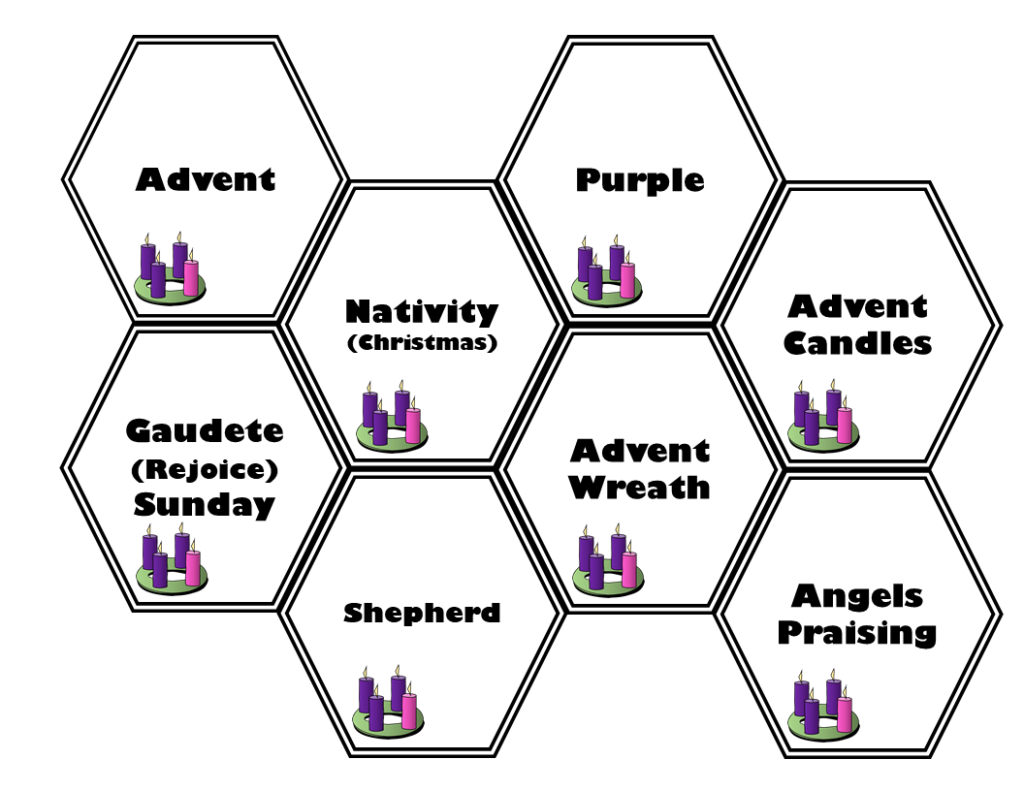 Advent Hexagonal Game & Discussion Tiles