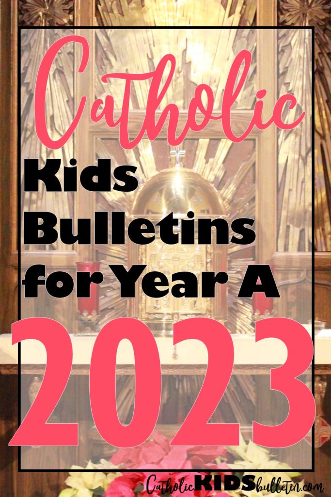 The Catholic Kids Bulletin worksheets (in English & Spanish) match up to the weekly Mass readings in the Catholic Church. There are coloring pages that match the weekly Gospel reading. There are activities throughout the month, along with Psalm copywork and a wordsearch. The liturgy of the Mass is outlined along the top of each bulletin so kids can follow along during Mass and learn the order and structure of the Mass. Each week, a Catholic Saint is also highlighted. These are terrific to be used at Mass, or as a pre-teaching activity to help prepare your students for the Sunday Mass.