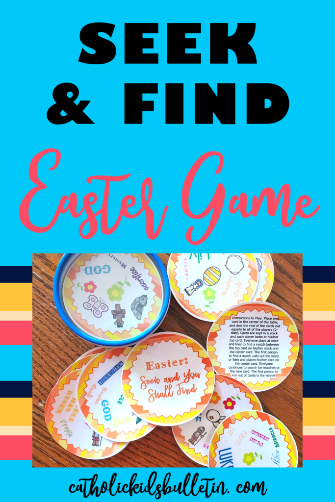 Easter Seek & Find Game: This is a faith-based twist on the Spot-It game. Students will match religious symbols and words-including Lamb of God, Amen, Paschal, Easter, Regina Chaeli, and many more!