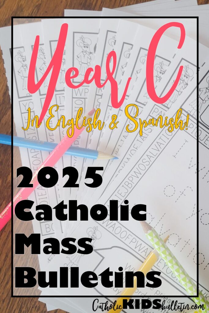 Do you love the Catholic Kids Bulletins? This bundle is a goldmine for anyone teaching kids about the Mass. Covering everything you’ll need from now through the rest of 2024 (Year B) and all of Year C (through November 2025). This resource is packed with engaging activities that align with weekly Mass readings.