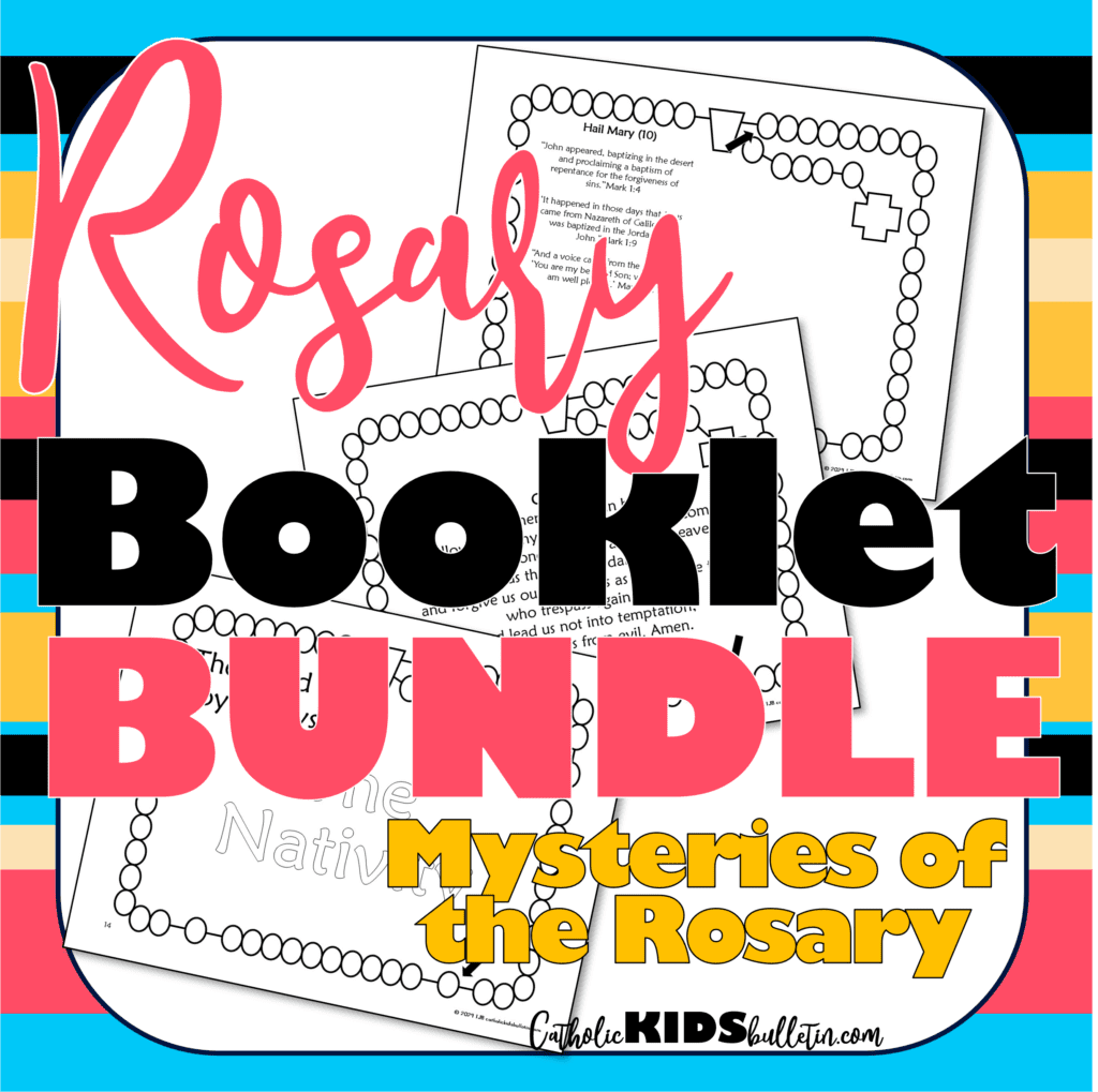 This comprehensive set includes four individual coloring booklets, each dedicated to the Joyful, Sorrowful, Glorious, and Luminous Mysteries of the Rosary. Together, they provide an interactive and creative way for children to experience prayer and reflection.
