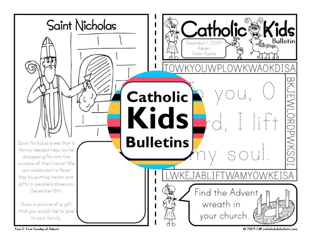 Celebrate the season with December Catholic Kids Bulletins! ✝️ Advent activities include weekly Gospel pages, an Advent wreath craft, and a skit for the Immaculate Conception. Learn about ✝️ Saint Nicholas, ✝️ Saint Juan Diego, ✝️ Saint Francis Xavier (with a reading packet!), ✝️ Saint Lucy, and ✝️ the Holy Family. Perfect for teaching kids about the true meaning of ✝️ Christmas while keeping them engaged all month long. Great for classrooms, homeschool, or church groups!