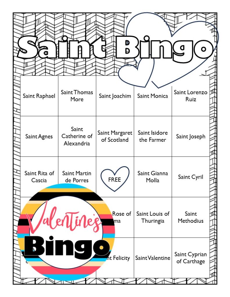 Valentine's Day Bingo with Catholic Saints of Love