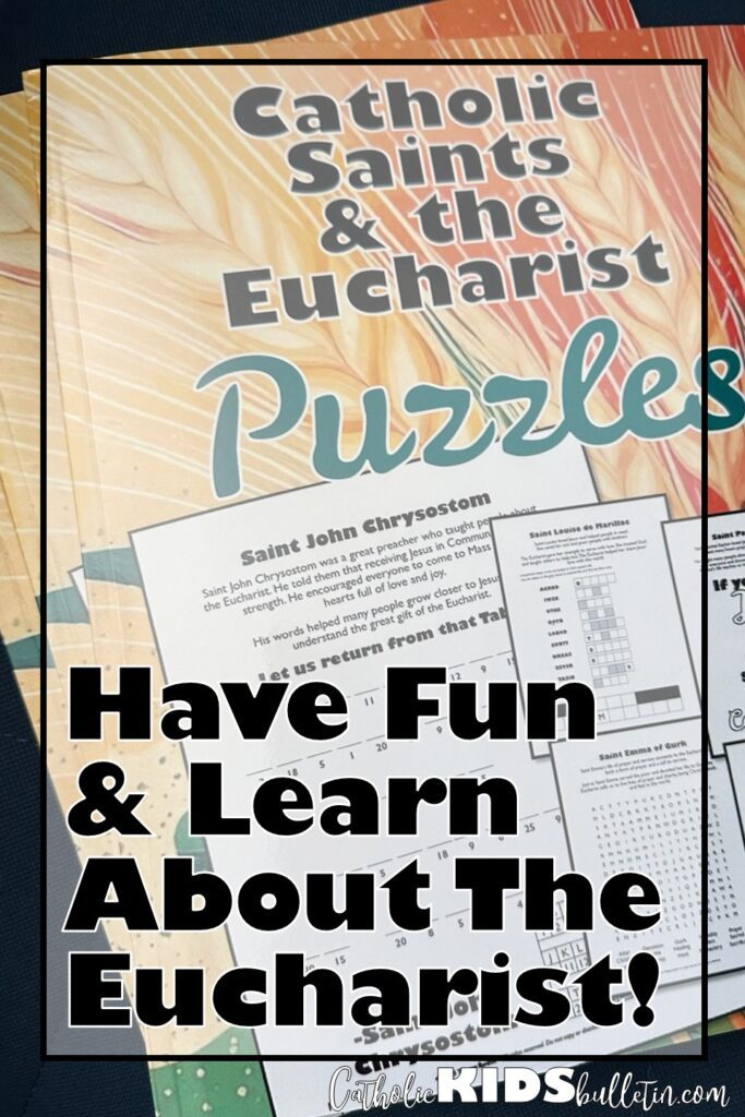 Want to help your kids keep learning about God this summer—without it feeling like homework?

Check out Catholic Saints & The Eucharist Puzzle Book! It’s packed with fun word games, coloring pages, and brain teasers introducing kids to 23 amazing saints who loved the Eucharist.

Whether your child is new to learning about their faith or already knows a lot, this book is a fun and meaningful way for any Catholic kid to stay connected to God over the summer.

🌟 Available as a printed book on Amazon or a digital download—perfect for quiet mornings, car rides, or downtime at home.

Grab a copy today and give your kids a fun, faith-filled way to stay connected to God all summer long!