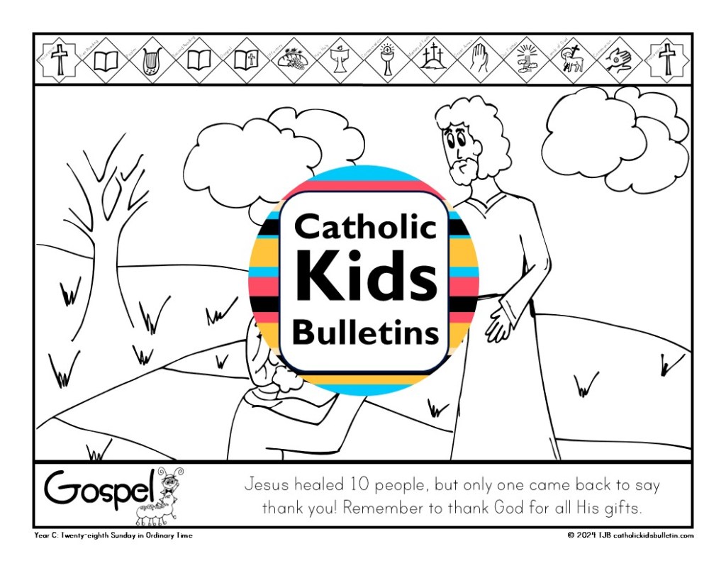 October Catholic Kids Bulletins include...

Saint Michael the Archangel 
Saint Raphael the Archangel
Saint Gabriel the Archangel
Ordinary Time
Saint Therese the Little Flower
Saint Francis of Assisi
Saint Jude

These worksheets are designed to match each week’s Mass readings, making them perfect for engaging young hearts and minds during the liturgy.

✝️ Weekly Gospel Connection:

Each bulletin includes a coloring page that reflects the week’s Gospel reading.

✨ Saint of the Week:

Each week highlights a Catholic Saint, inspiring kids with the stories of holy men and women.

✍️ Weekly Activities:

Kids can dive into fun activities, which are different every week. The bulletins may include Psalm tracing, mazes, color-by-number, puzzles, and word searches.

✔️Mass Liturgy Outline:

The top of each bulletin features an outline of the Mass, helping kids learn the order and structure of the liturgy as they follow along.