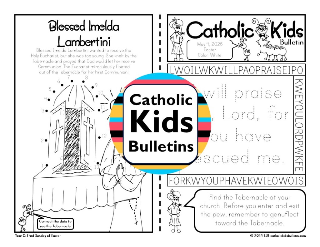 Celebrate the joy of Easter all month long with the April Catholic Kids Bulletins! These printable bulletins include Sunday Mass readings, saint stories, reflection questions, and fun activities to help children stay engaged during the Easter season. Kids will learn about the Resurrection, Divine Mercy Sunday, and inspiring April saints. Perfect for home, school, or parish settings. Easy to use and faith-filled, these bulletins keep kids focused on the meaning of Easter throughout April.








