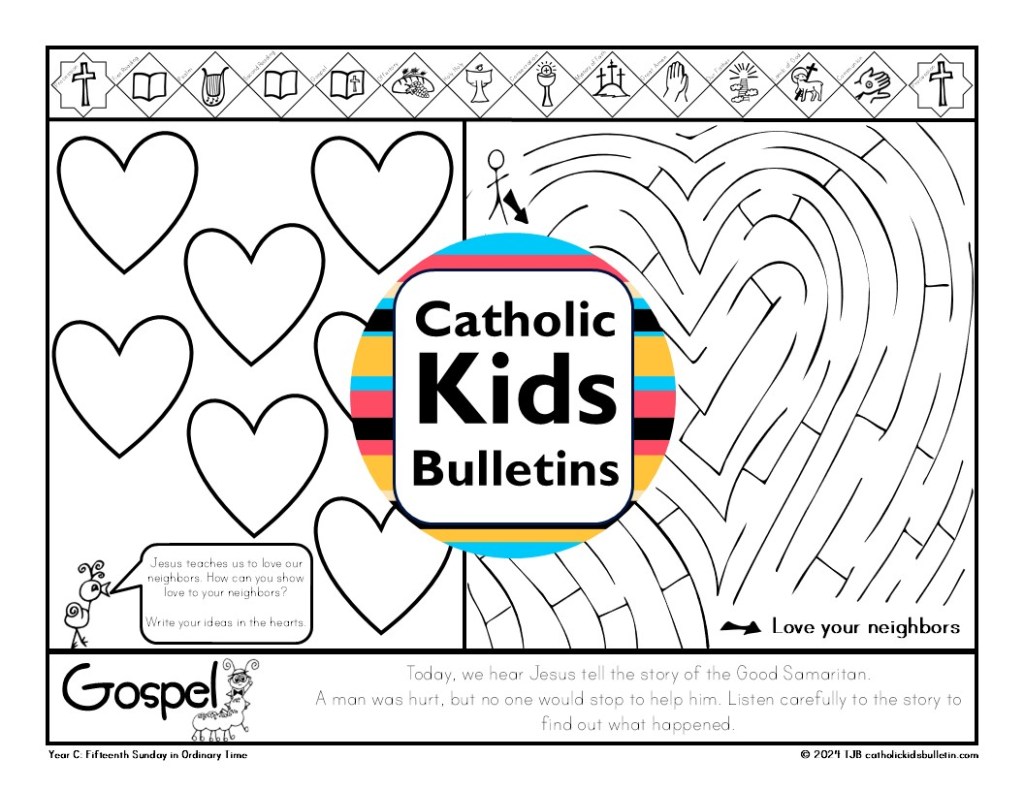 Celebrate summer with the July Catholic Kids Bulletins! These weekly printables include Sunday Mass readings, prayers, saint stories, and fun activities to help kids stay connected to their faith all month long. Meet inspiring saints like St. Kateri Tekakwitha and St. Junípero Serra while exploring the liturgical themes of Ordinary Time. Perfect for use at Mass, in the classroom, or at home. Keep kids engaged with their Catholic faith, even during summer break!








