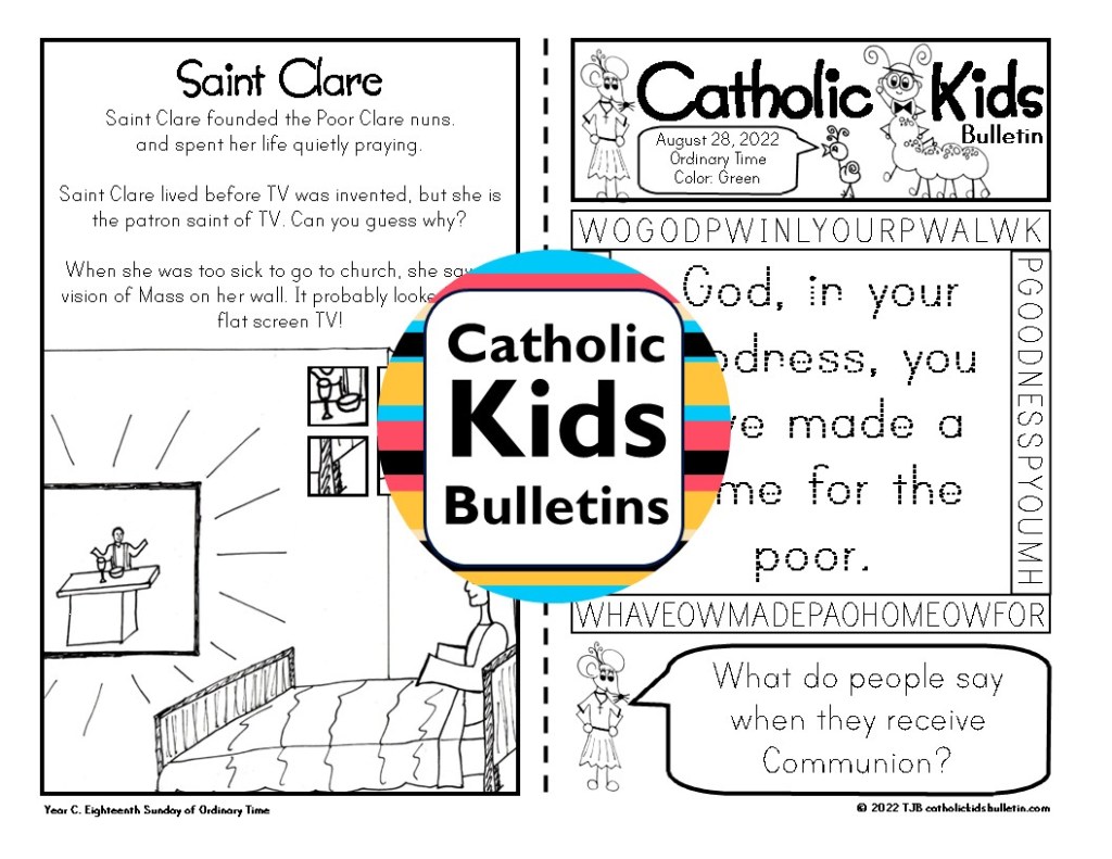 Help kids grow in faith this August with the Catholic Kids Bulletins! Each weekly bulletin includes Sunday Mass readings, prayers, saint stories, and hands-on activities to keep children engaged at church. This month, kids will discover inspiring role models like Saint Anne, Saint Clare, and Saint Moses the Black, and celebrate the Feast of the Assumption—a powerful reminder of Mary’s role in our faith. These print-and-go bulletins are perfect for classrooms, parish settings, or homeschool use, and make it easy to bring the beauty of the Catholic Mass to life for young learners. Catholic Mass Worship Aides for August—fun, faith-filled, and ready to use!