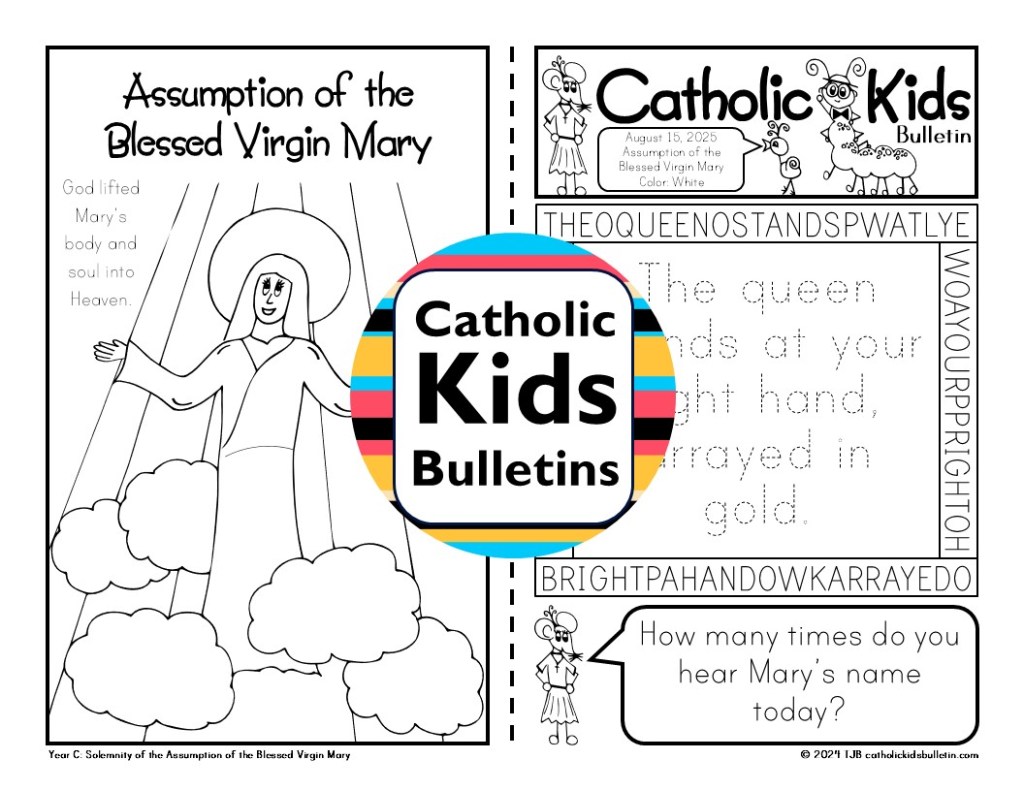 Help kids grow in faith this August with the Catholic Kids Bulletins! Each weekly bulletin includes Sunday Mass readings, prayers, saint stories, and hands-on activities to keep children engaged at church. This month, kids will discover inspiring role models like Saint Anne, Saint Clare, and Saint Moses the Black, and celebrate the Feast of the Assumption—a powerful reminder of Mary’s role in our faith. These print-and-go bulletins are perfect for classrooms, parish settings, or homeschool use, and make it easy to bring the beauty of the Catholic Mass to life for young learners. Catholic Mass Worship Aides for August—fun, faith-filled, and ready to use!