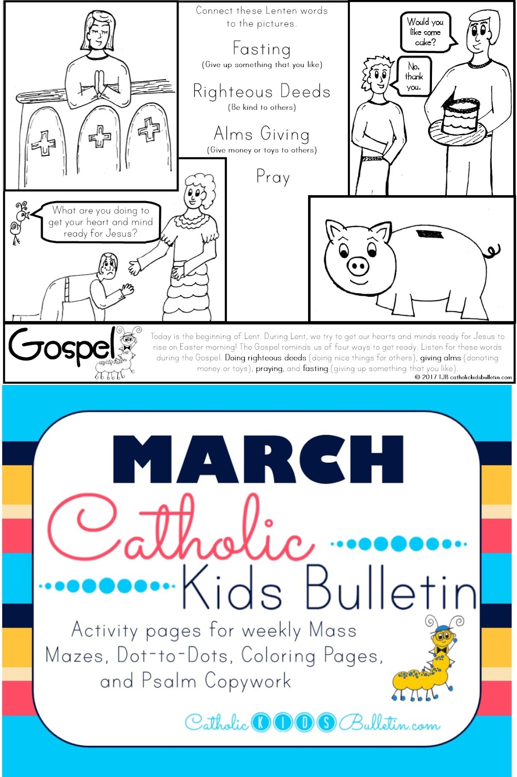 Make Lent meaningful and simple with March Catholic Kids Bulletins! These ready-to-use Sunday faith activities help children follow the Church calendar, understand the Gospel, and grow closer to Jesus. Perfect for classrooms, religious education, or families at home. Engaging, low-prep, and kid-friendly—great for busy teachers during the Lenten season! #CatholicKids #LentActivities #CatholicClassroom