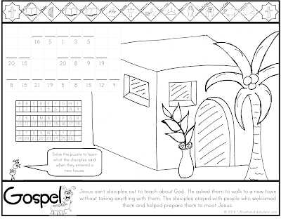 Luke 10.1-12 Jesus sends out disciples Coloring Page Catholic Kids Bulletin