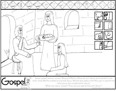 Luke 10.28-42 Jesus Mary and Martha Coloring Page Catholic Kids