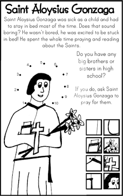 Saint Aloysius Gonzaga Coloring Page and Dot to Dot