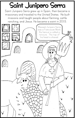Saint Junipero Serra Coloring Page Catholic Kids Bulletin