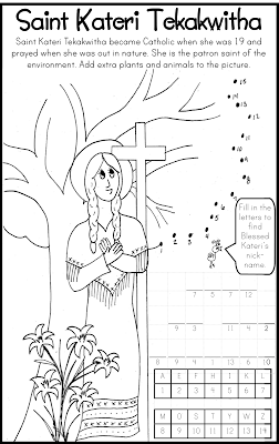 Saint Kateri Tekakwitha Coloring Page Catholic Kids Bulletin