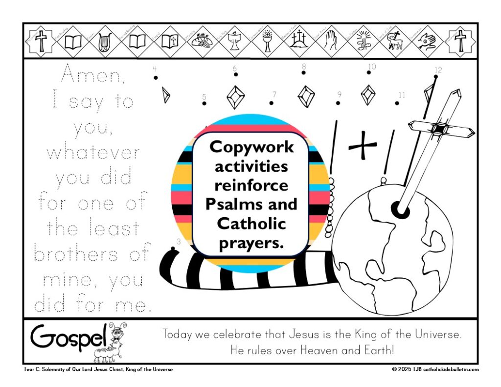 Keep kids engaged and excited during Mass all year with the 2026 Catholic Kids Bulletins! These full-year bulletins include coloring pages, puzzles, word searches, and saint stories that match the weekly readings. Perfect for classrooms, catechists, or families, these worksheets make Catholic Mass fun, interactive, and meaningful. Save prep time and inspire faith with this all-in-one resource for every Sunday, Holy Day, and Holy Week.