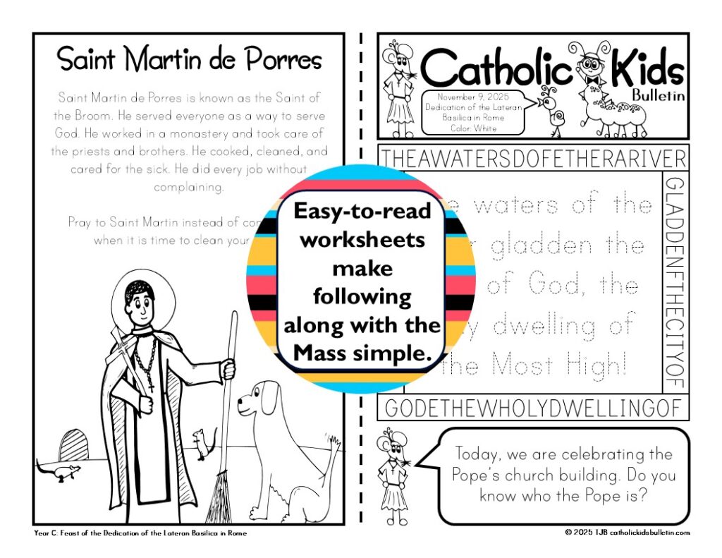 Make November Mass more meaningful with the November Catholic Kids Bulletins! Each week includes a Gospel reflection, fun puzzles, and a featured saint like St. Martin de Porres, St. Elizabeth of Hungary, and St. Cecilia. Kids can draw, solve mazes, and explore the Beatitudes while learning about the faith. Perfect for Catholic classrooms, families, and parishes. Download now — the full-year Catholic Kids Bulletins are on sale this week!