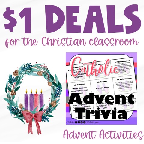 Advent is almost here! 💜 Make this season meaningful with faith-filled classroom activities that keep Christ at the center. Explore my Advent Trivia Cards, Advent Skit, and Advent Wreath & Candles Reading Comprehension Bundle—perfect for engaging students in the hope, peace, joy, and love of Advent. Don’t miss the Advent Sale with freebies, $1 & $2 deals, and 50% off bundles! Create joyful lessons and simplify your holiday prep today. ✨ #Advent #ChristianTeacher