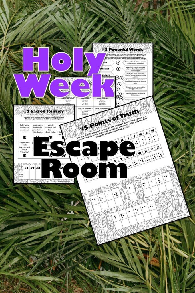 Bring Holy Week to life with this engaging Holy Week activity! This escape room helps students explore Palm Sunday, the Last Supper, Holy Thursday, and Good Friday while building reading comprehension, vocabulary, and Scripture understanding. Includes puzzles, Braille and pixel decoders, and a creative poster activity. Perfect for classrooms, faith formation, or Lent activities.