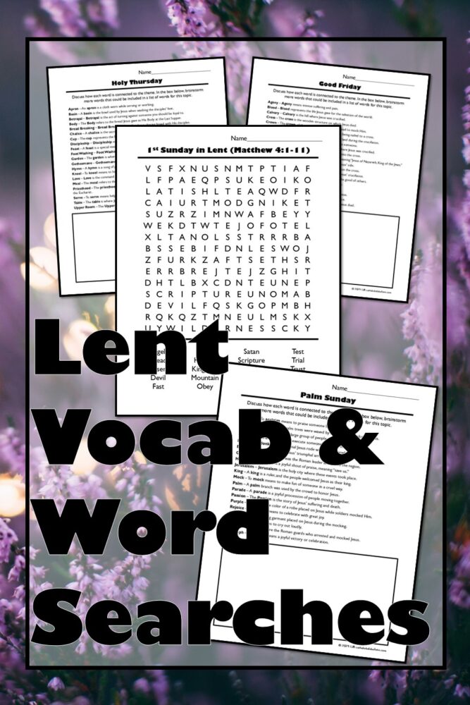 Looking for Easy Holy Week Lessons that actually engage students? These Lent and Holy Week word searches are more than just puzzles! Each includes vocabulary, reflection prompts, and discussion questions so kids can build faith, focus, and critical thinking while having fun. Perfect for quiet moments, movie days, or early finishers. Make Holy Week meaningful and stress-free with activities kids love!