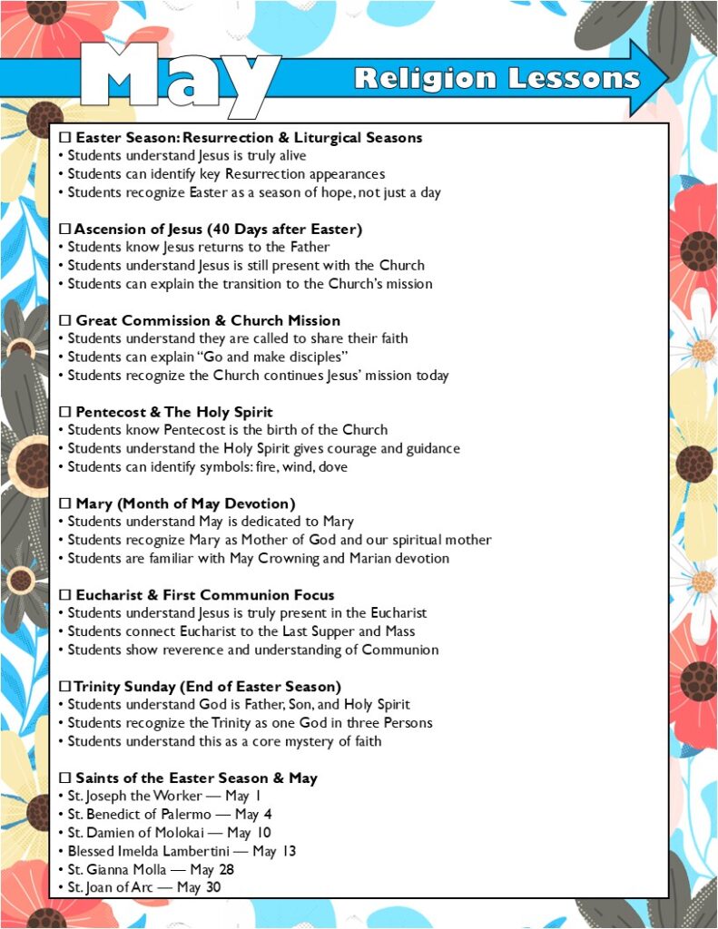May Religion Lessons: Stop Last-Minute Feast Day Scrambling + Simple Liturgical Planning Tool