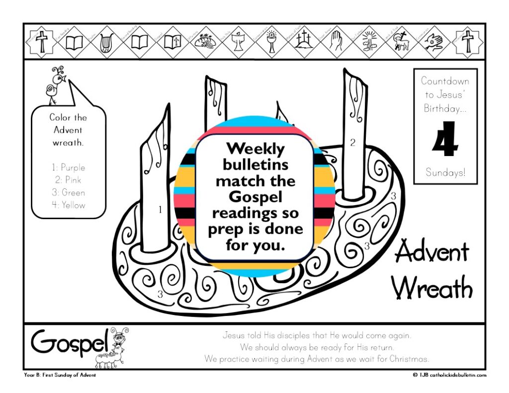 Make Sunday Mass for kids more meaningful with printable Catholic Kids Bulletins! ✝️ Help children understand the Gospel, learn about saints, follow the Mass, and grow in their Catholic faith with engaging activities, mazes, word searches, coloring, Scripture, and more. Perfect for Catholic families, schools, Faith Formation, religious education, and Catholic homeschool.