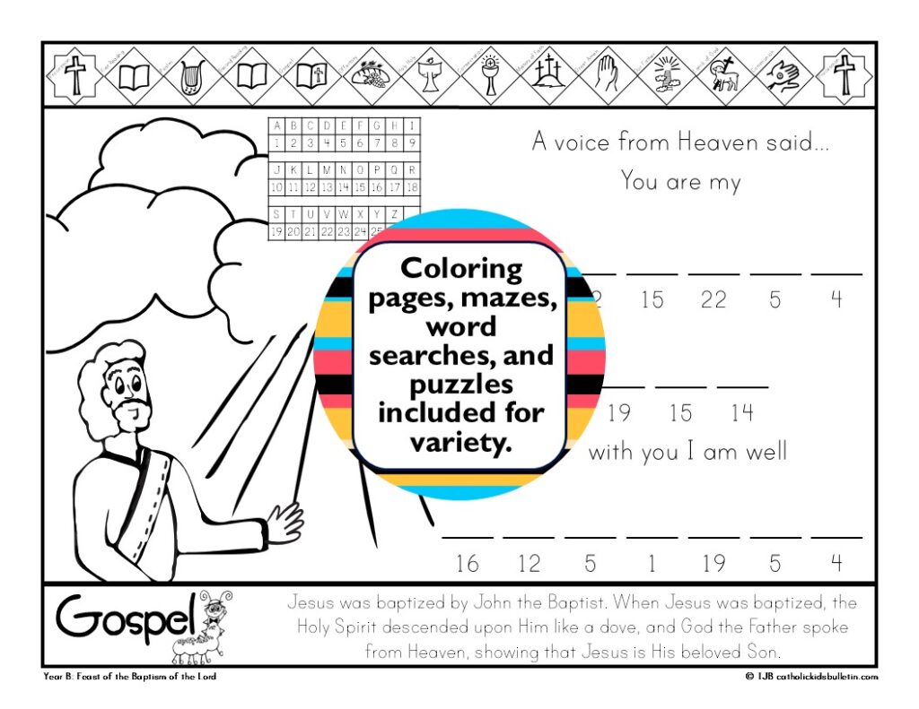 Make Sunday Mass for kids more meaningful with printable Catholic Kids Bulletins! ✝️ Help children understand the Gospel, learn about saints, follow the Mass, and grow in their Catholic faith with engaging activities, mazes, word searches, coloring, Scripture, and more. Perfect for Catholic families, schools, Faith Formation, religious education, and Catholic homeschool.